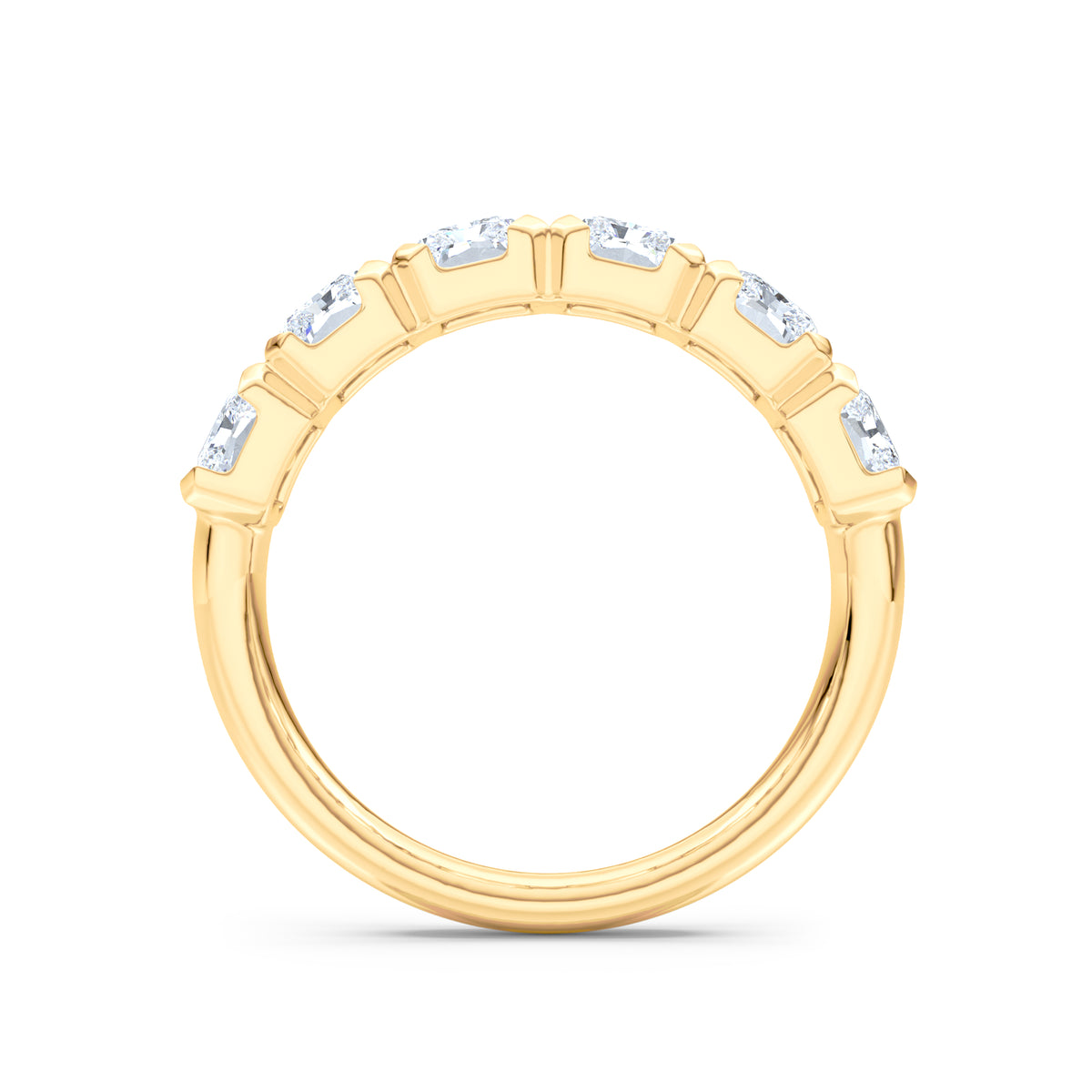 Sempre Bezel Radiant Cut 2.00ct Lab Diamond Half Eternity Ring in 18K Yellow Gold