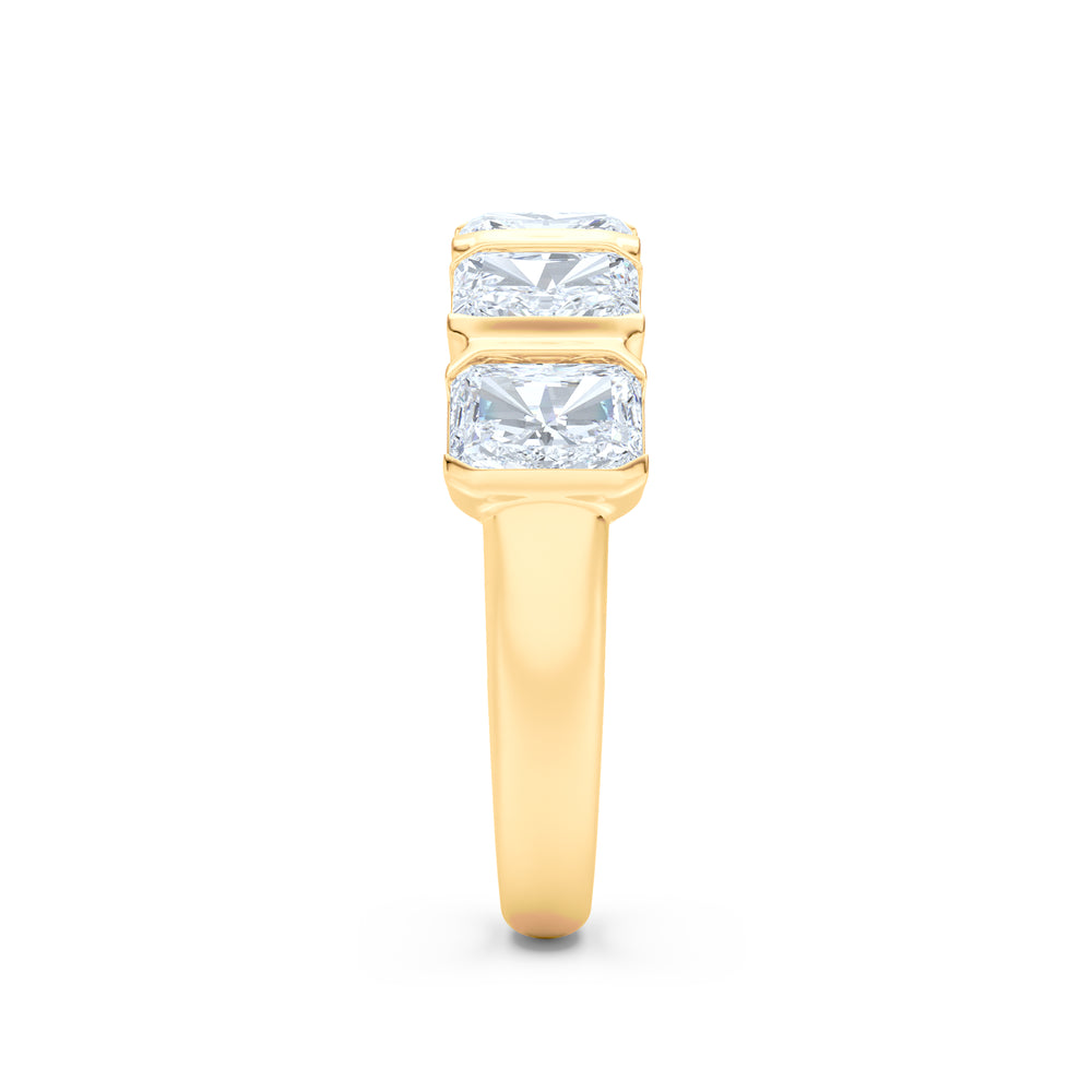 Sempre Bezel Radiant Cut 2.00ct Lab Diamond Half Eternity Ring in 18K Yellow Gold