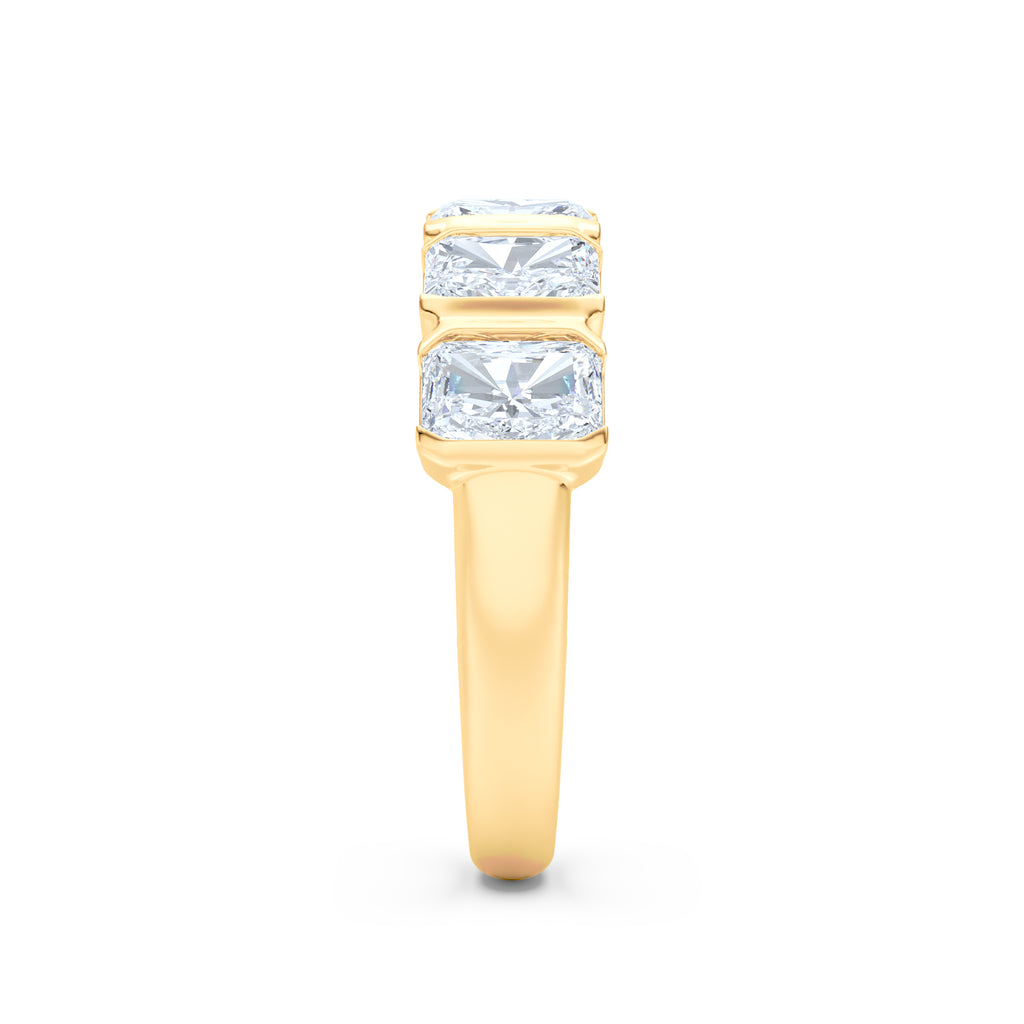 Sempre Bezel Radiant Cut 2.00ct Lab Diamond Half Eternity Ring in 18K Yellow Gold