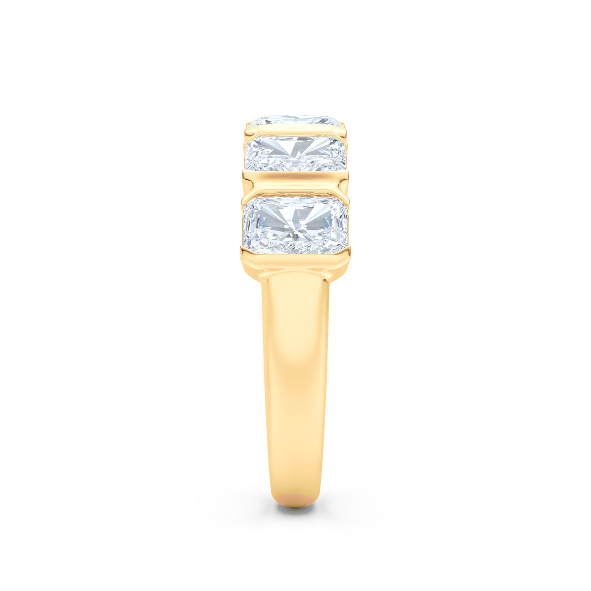Sempre Bezel Radiant Cut 2.00ct Lab Diamond Half Eternity Ring in 18K Yellow Gold