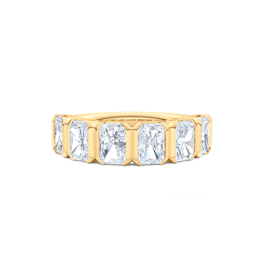 Sempre Bezel Radiant Cut 2.00ct Lab Diamond Half Eternity Ring in 18K Yellow Gold