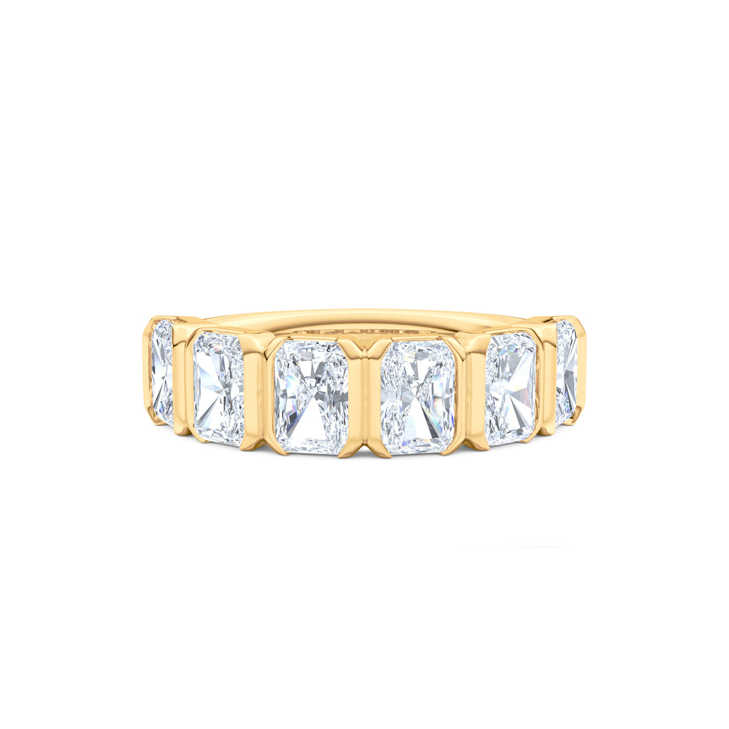 Sempre Bezel Radiant Cut 2.00ct Lab Diamond Half Eternity Ring in 18K Yellow Gold