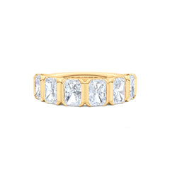 Sempre Bezel Radiant Cut 2.00ct Lab Diamond Half Eternity Ring in 18K Yellow Gold