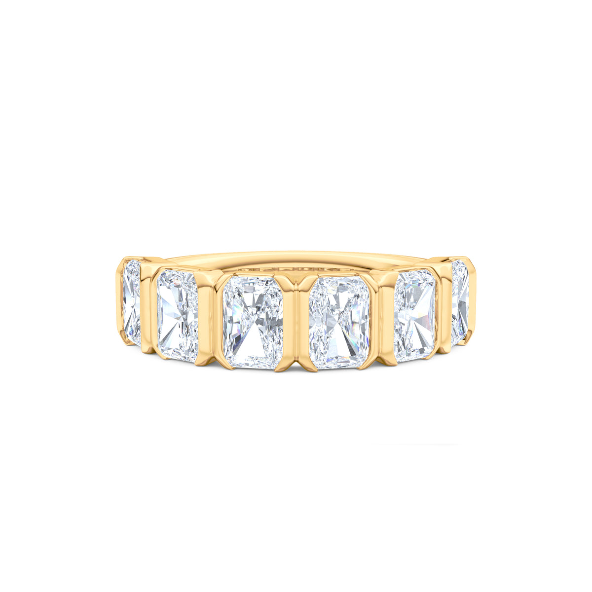 Sempre Bezel Radiant Cut 2.00ct Lab Diamond Half Eternity Ring in 18K Yellow Gold