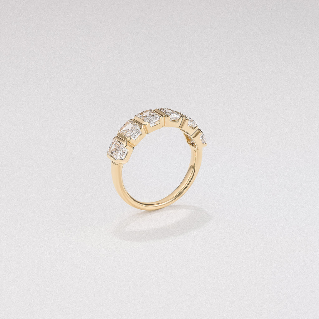 Sempre Bezel Radiant Cut 2.00ct Lab Diamond Half Eternity Ring in 18K Yellow Gold