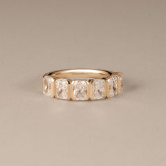 Sempre Bezel Radiant Cut 2.00ct Lab Diamond Half Eternity Ring in 18K Yellow Gold