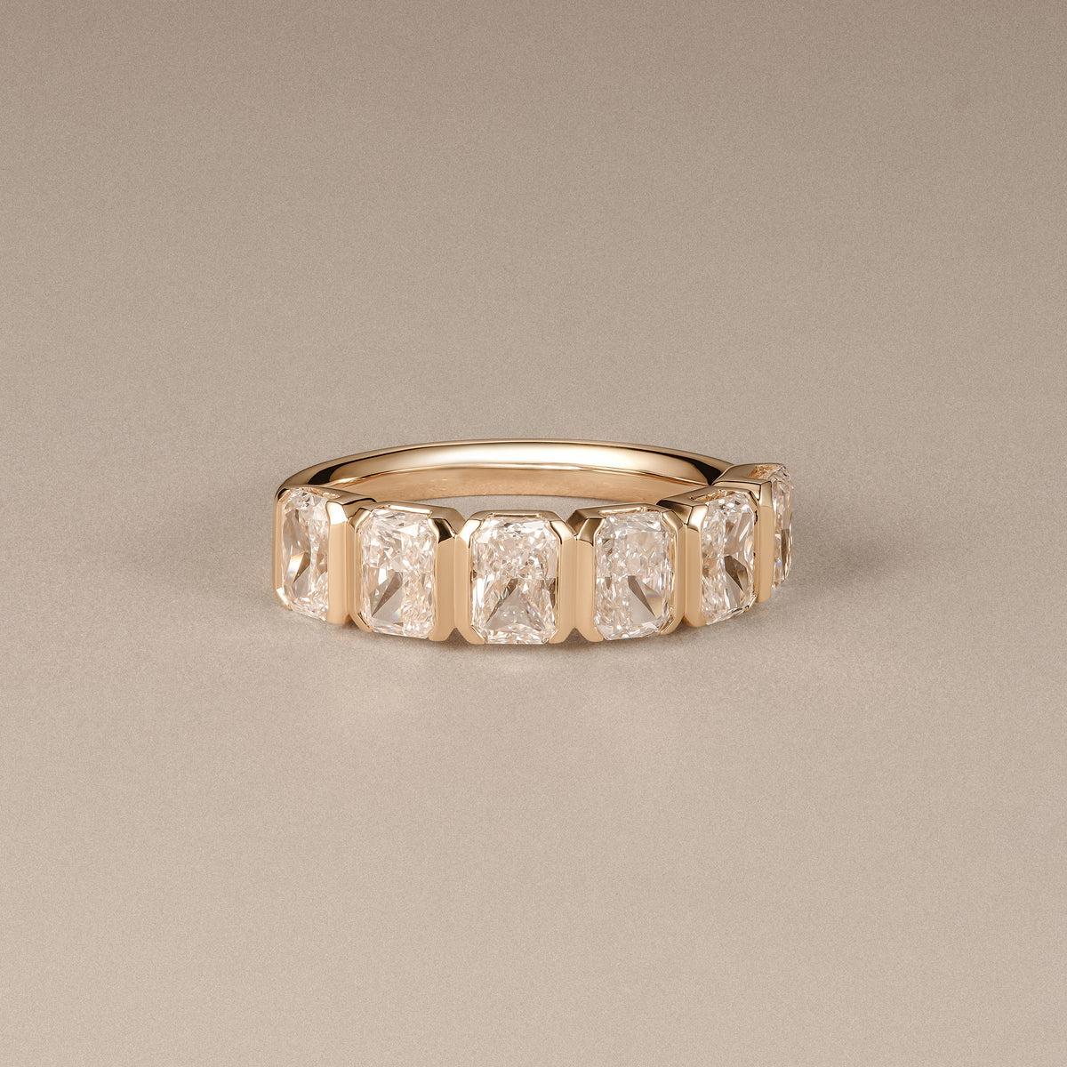 Sempre Bezel Radiant Cut 2.00ct Lab Diamond Half Eternity Ring in 18K Yellow Gold