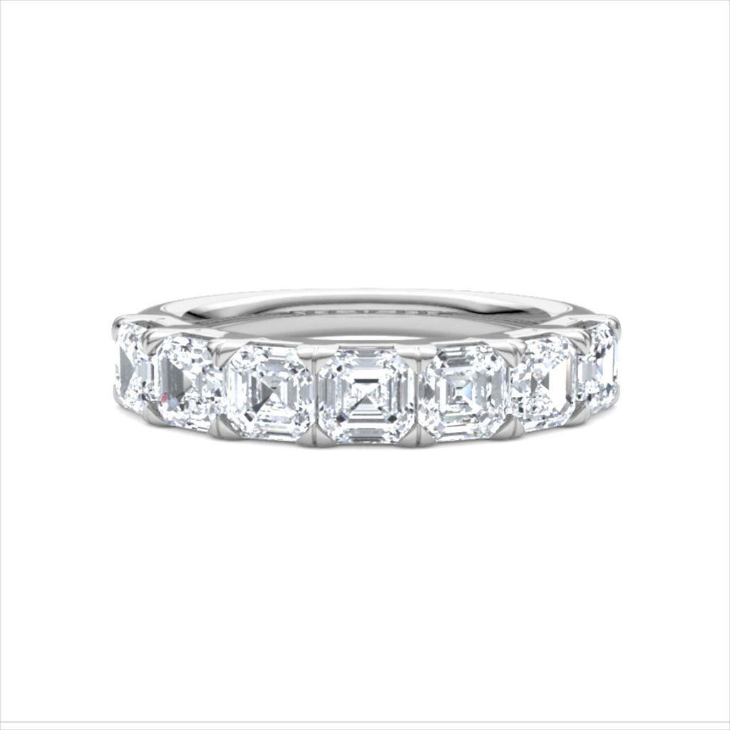 Sempre Asscher Cut 2.00ct Lab Diamond Half Eternity Ring in 18K White Gold