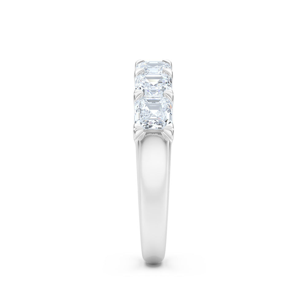 Sempre Asscher Cut 2.00ct Lab Diamond Half Eternity Ring in 18K White Gold
