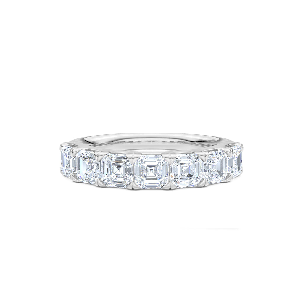 Sempre Asscher Cut 2.00ct Lab Diamond Half Eternity Ring in 18K White Gold