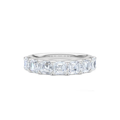 Sempre Asscher Cut 2.00ct Lab Diamond Half Eternity Ring in 18K White Gold