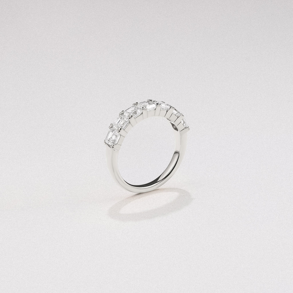 Sempre Asscher Cut 2.00ct Lab Diamond Half Eternity Ring in 18K White Gold
