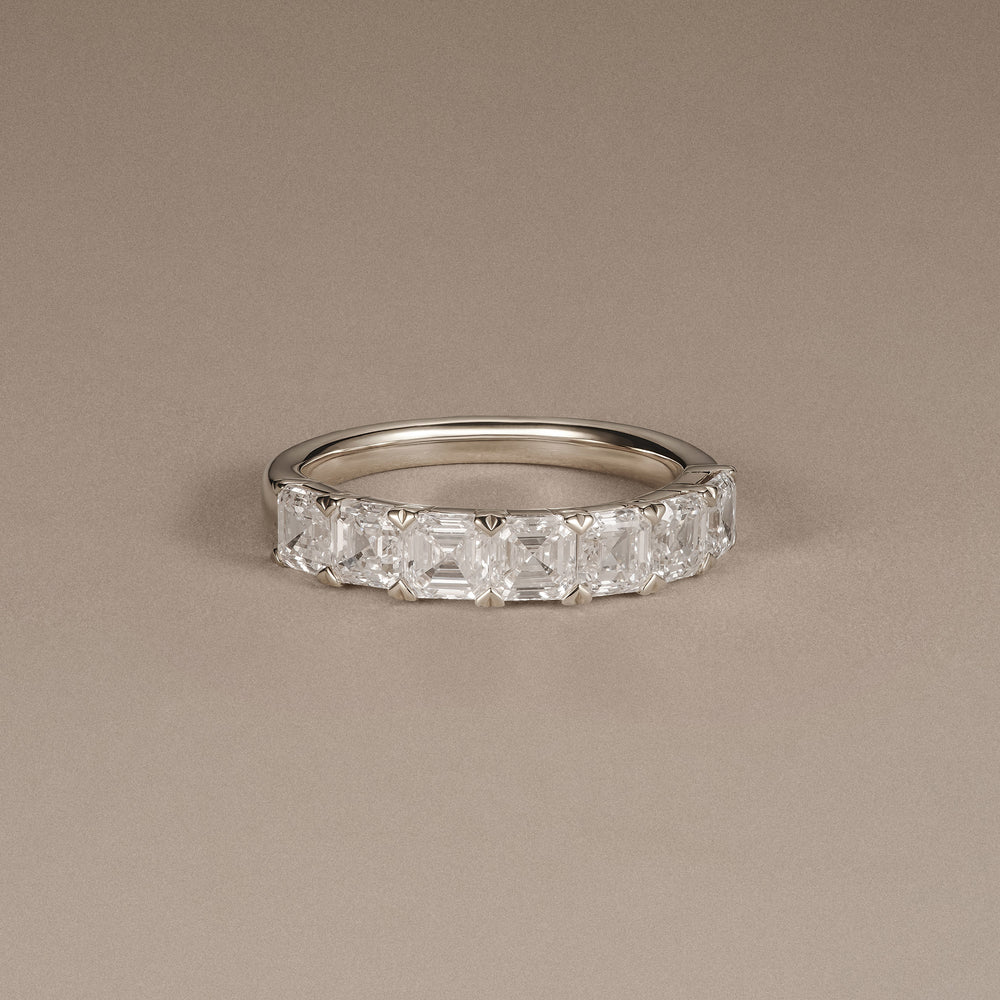 Sempre Asscher Cut 2.00ct Lab Diamond Half Eternity Ring in 18K White Gold