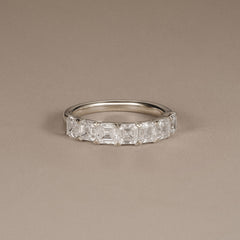 Sempre Asscher Cut 2.00ct Lab Diamond Half Eternity Ring in 18K White Gold