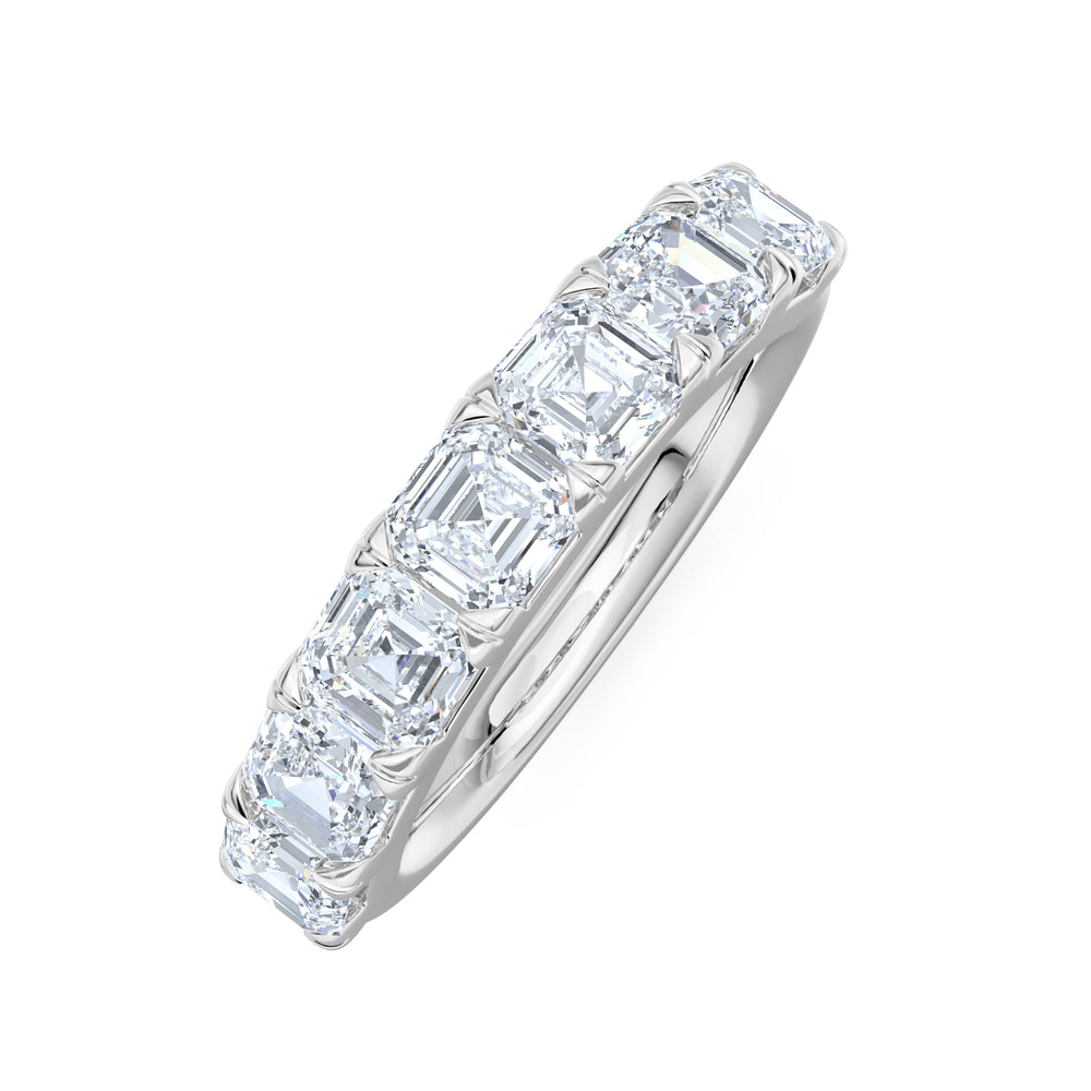 Sempre Asscher Cut 2.00ct Lab Diamond Half Eternity Ring in 18K White Gold