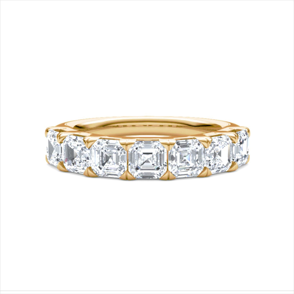 Sempre Asscher Cut 2.00ct Lab Diamond Half Eternity Ring in 18K Yellow Gold