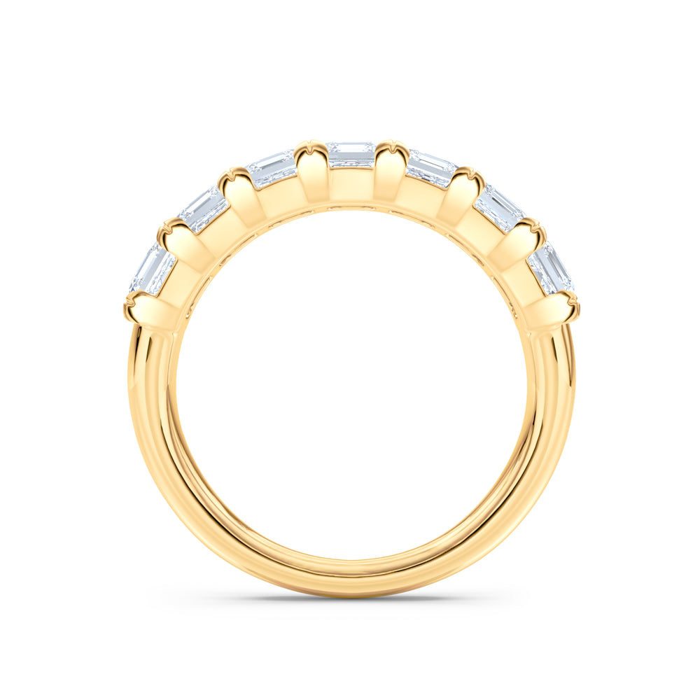 Sempre Asscher Cut 2.00ct Lab Diamond Half Eternity Ring in 18K Yellow Gold