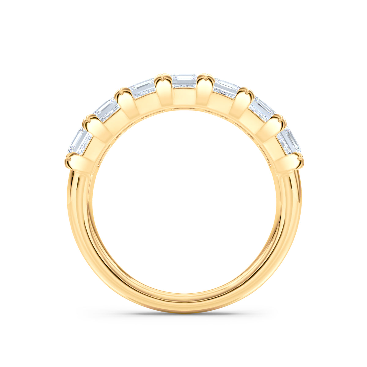 Sempre Asscher Cut 2.00ct Lab Diamond Half Eternity Ring in 18K Yellow Gold