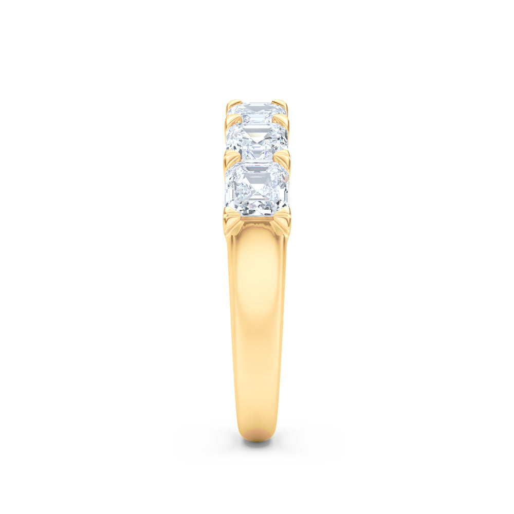 Sempre Asscher Cut 2.00ct Lab Diamond Half Eternity Ring in 18K Yellow Gold