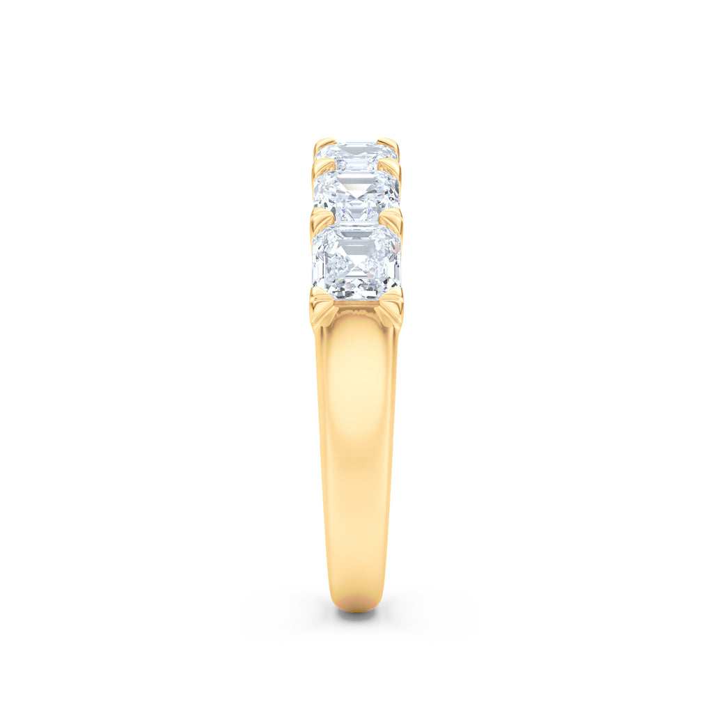 Sempre Asscher Cut 2.00ct Lab Diamond Half Eternity Ring in 18K Yellow Gold