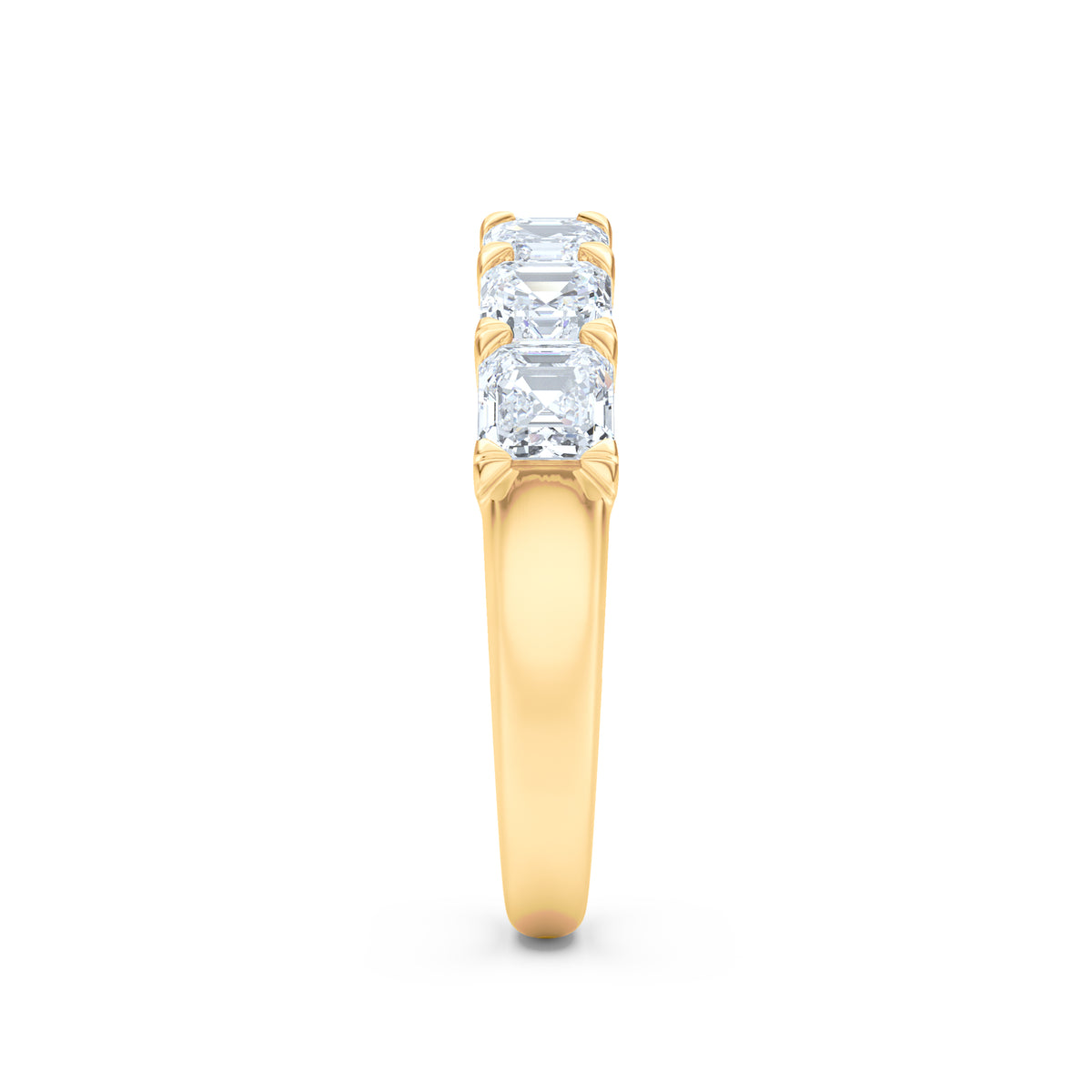 Sempre Asscher Cut 2.00ct Lab Diamond Half Eternity Ring in 18K Yellow Gold
