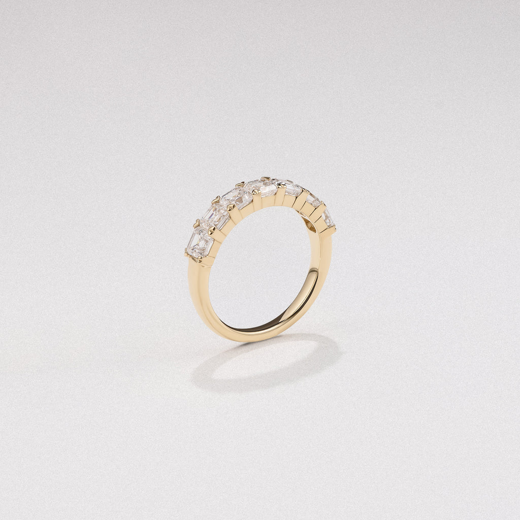 Sempre Asscher Cut 2.00ct Lab Diamond Half Eternity Ring in 18K Yellow Gold