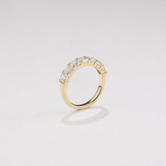 Sempre Asscher Cut 2.00ct Lab Diamond Half Eternity Ring in 18K Yellow Gold
