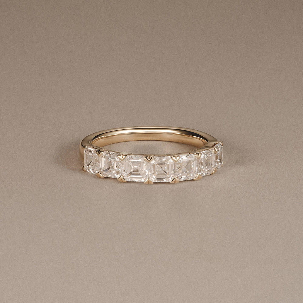 Sempre Asscher Cut 2.00ct Lab Diamond Half Eternity Ring in 18K Yellow Gold