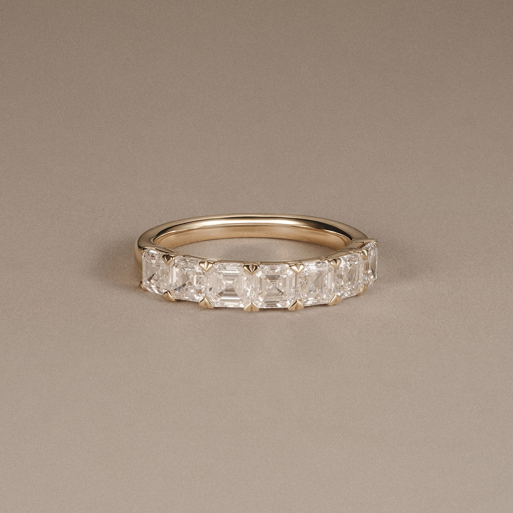 Sempre Asscher Cut 2.00ct Lab Diamond Half Eternity Ring in 18K Yellow Gold