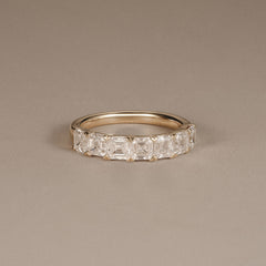 Sempre Asscher Cut 2.00ct Lab Diamond Half Eternity Ring in 18K Yellow Gold