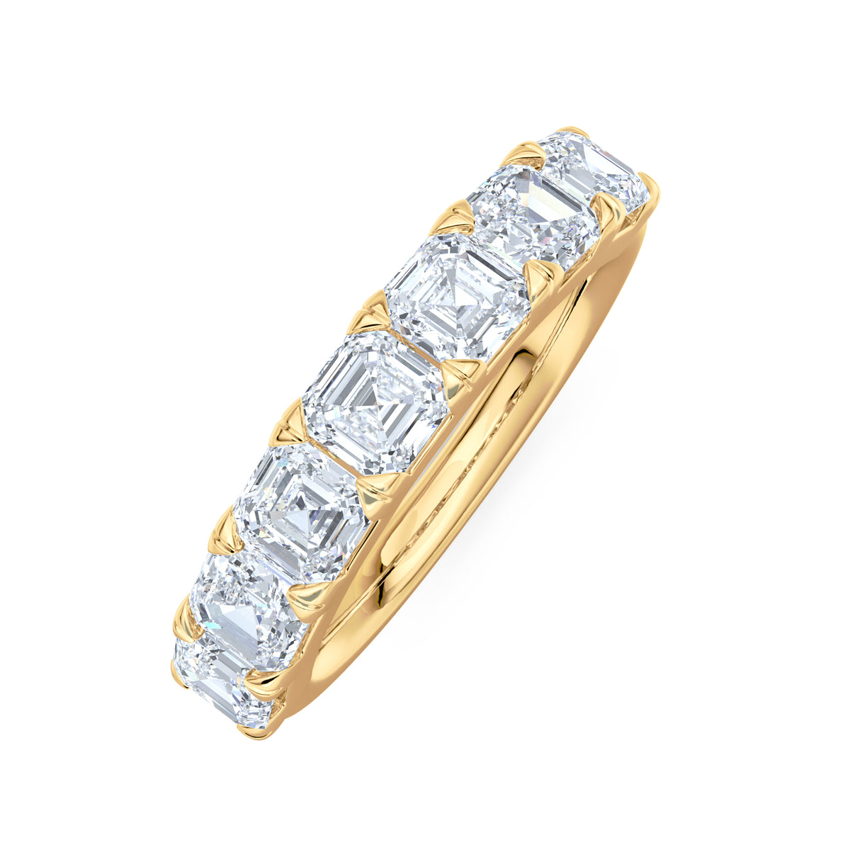 Sempre Asscher Cut 2.00ct Lab Diamond Half Eternity Ring in 18K Yellow Gold
