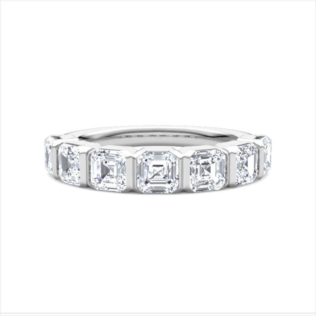 Sempre Bezel Asscher Cut 2.00ct Lab Diamond Half Eternity Ring in Platinum