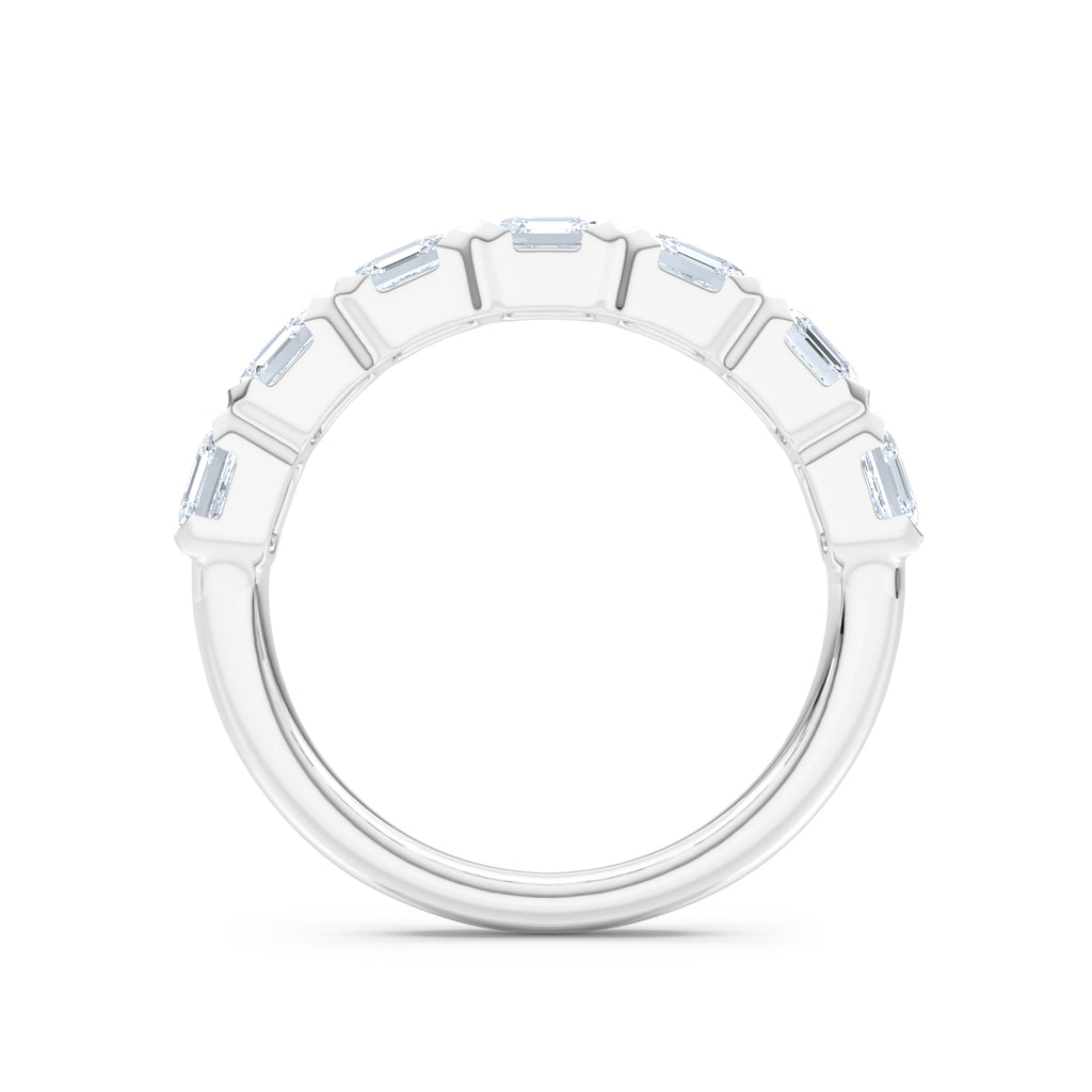 Sempre Bezel Asscher Cut 2.00ct Lab Diamond Half Eternity Ring in 18K White Gold