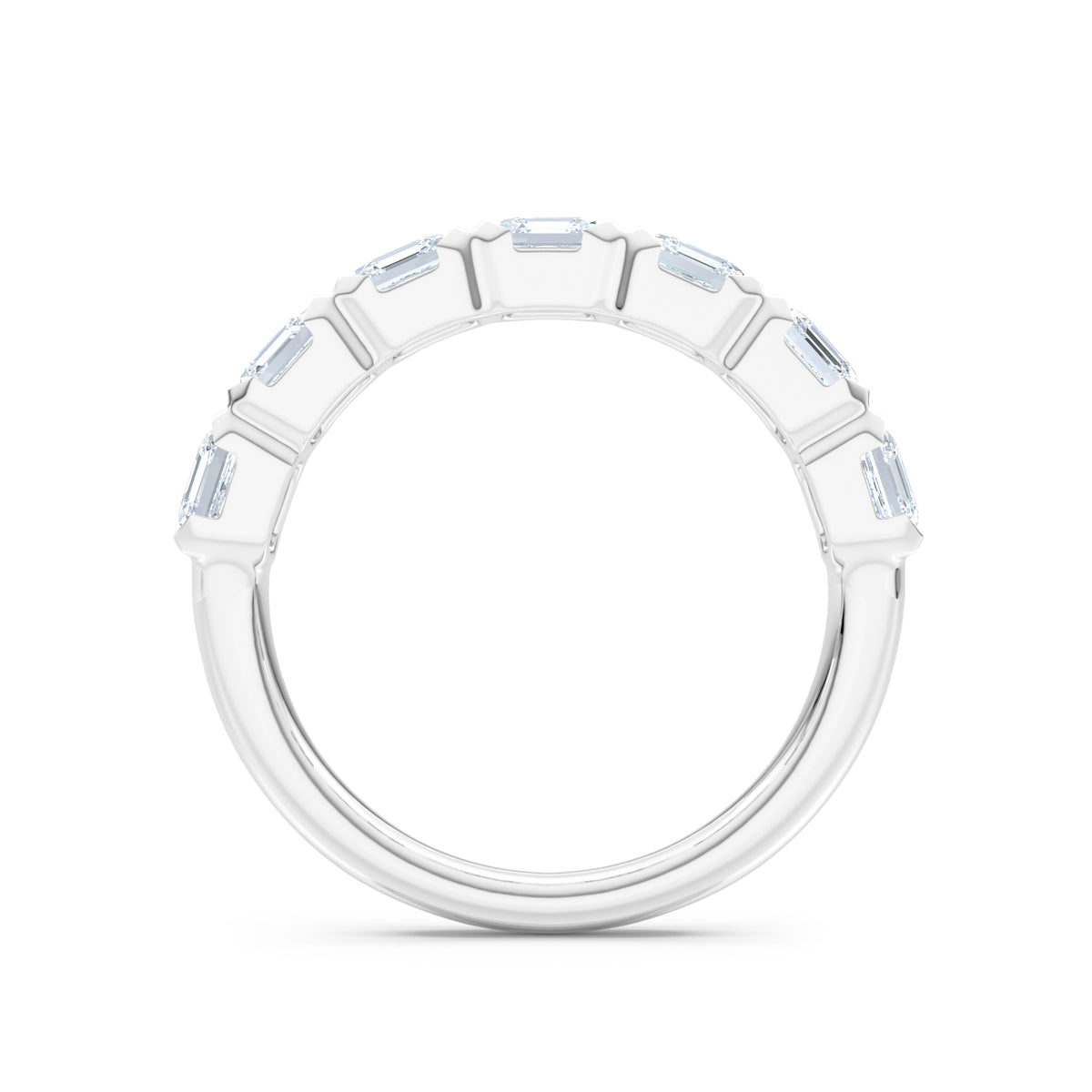 Sempre Bezel Asscher Cut 2.00ct Lab Diamond Half Eternity Ring in 18K White Gold