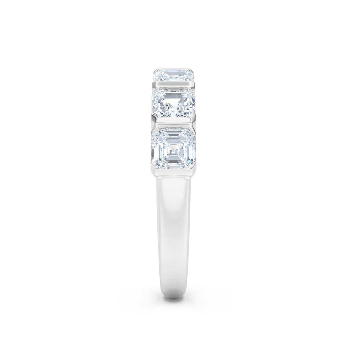 Sempre Bezel Asscher Cut 2.00ct Lab Diamond Half Eternity Ring in Platinum