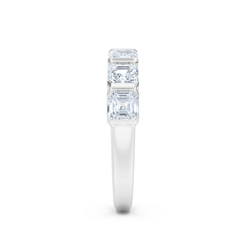 Sempre Bezel Asscher Cut 2.00ct Lab Diamond Half Eternity Ring in 18K White Gold