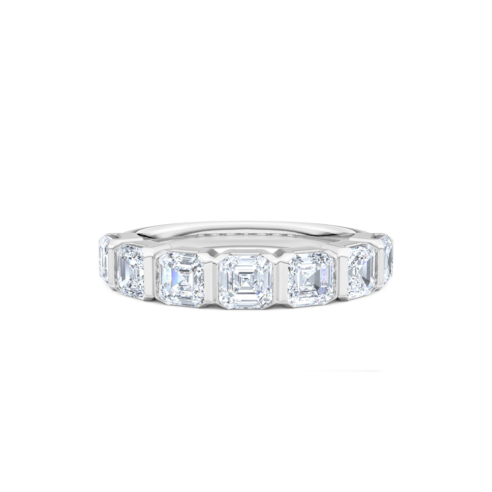 Sempre Bezel Asscher Cut 2.00ct Lab Diamond Half Eternity Ring in Platinum