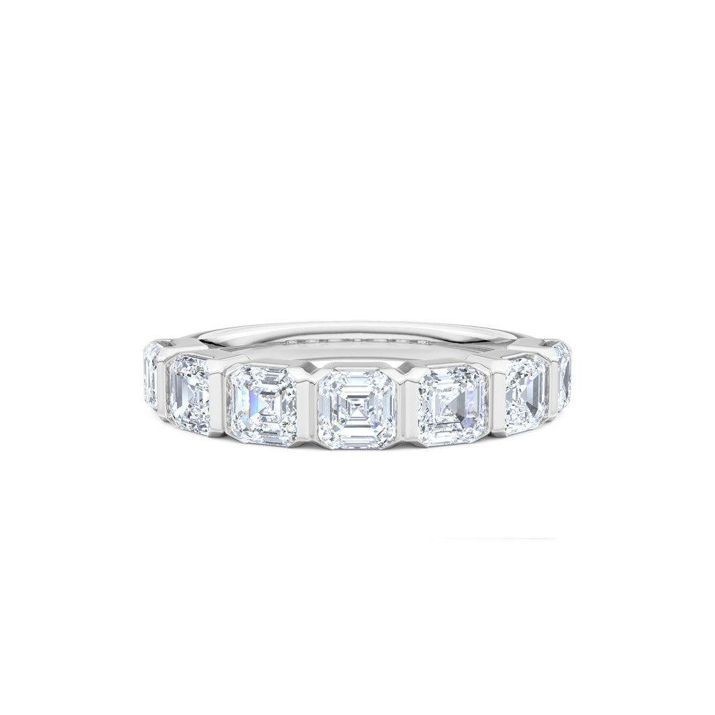 Sempre Bezel Asscher Cut 2.00ct Lab Diamond Half Eternity Ring in 18K White Gold