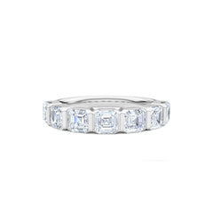 Sempre Bezel Asscher Cut 2.00ct Lab Diamond Half Eternity Ring in 18K White Gold