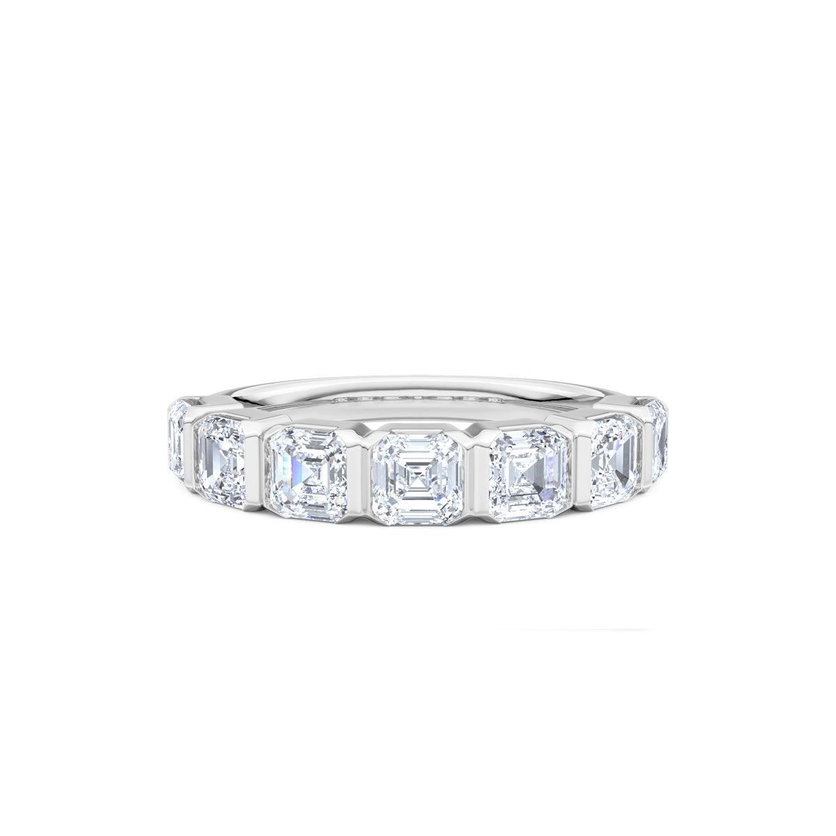 Sempre Bezel Asscher Cut 2.00ct Lab Diamond Half Eternity Ring in 18K White Gold