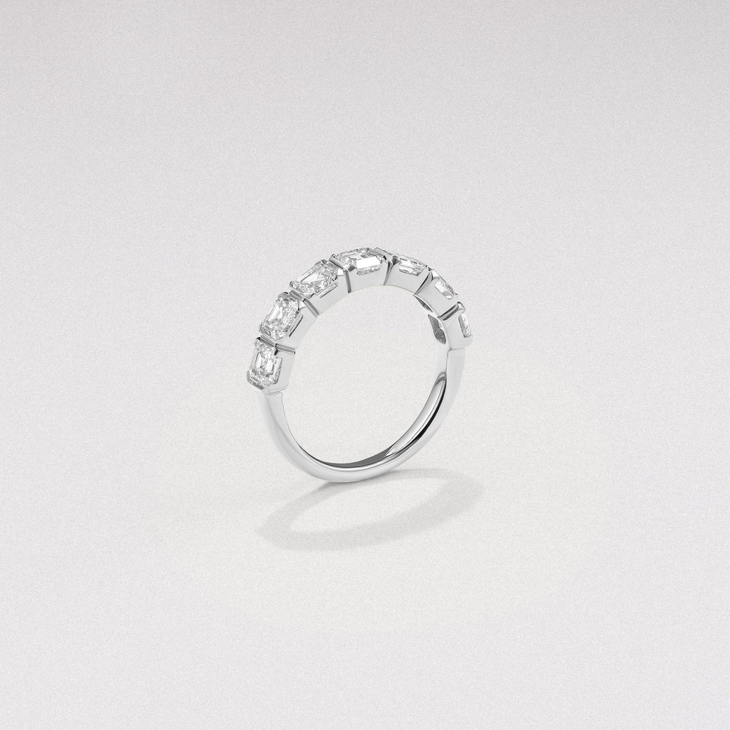 Sempre Bezel Asscher Cut 2.00ct Lab Diamond Half Eternity Ring in Platinum