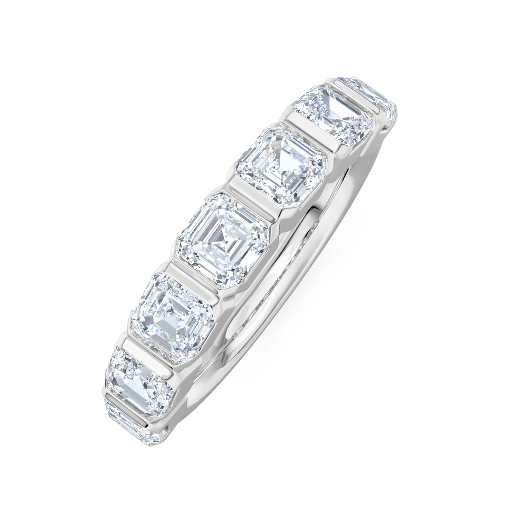 Sempre Bezel Asscher Cut 2.00ct Lab Diamond Half Eternity Ring in 18K White Gold