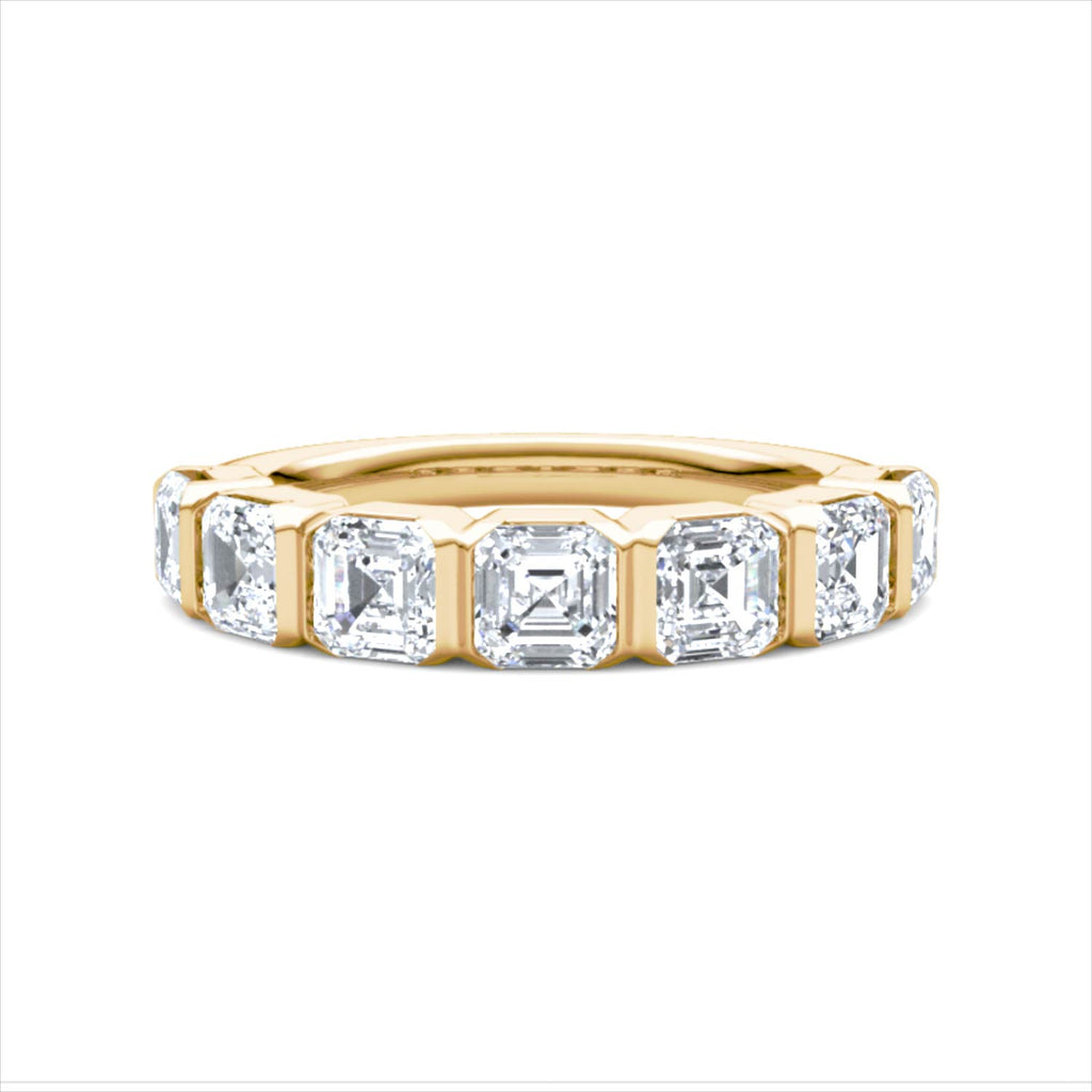 Sempre Bezel Asscher Cut 2.00ct Lab Diamond Half Eternity Ring in 18K Yellow Gold