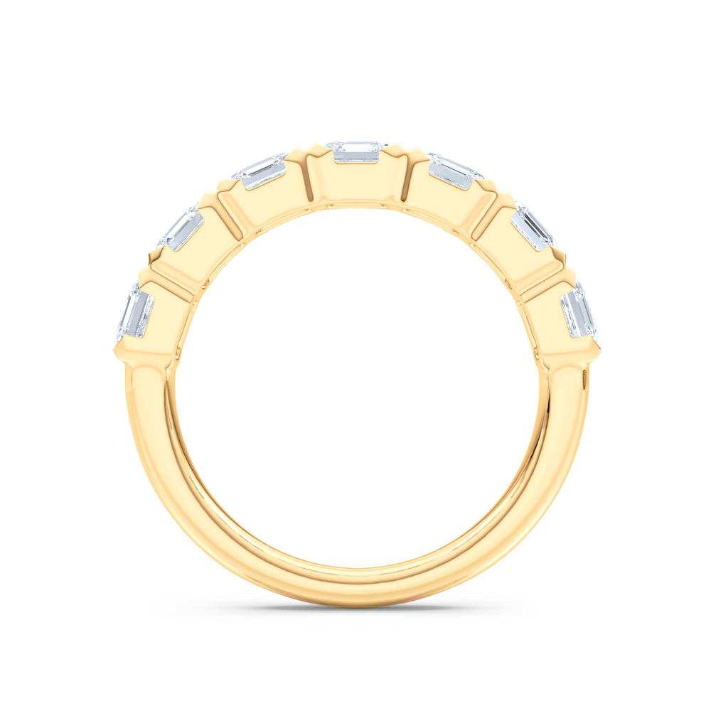 Sempre Bezel Asscher Cut 2.00ct Lab Diamond Half Eternity Ring in 18K Yellow Gold