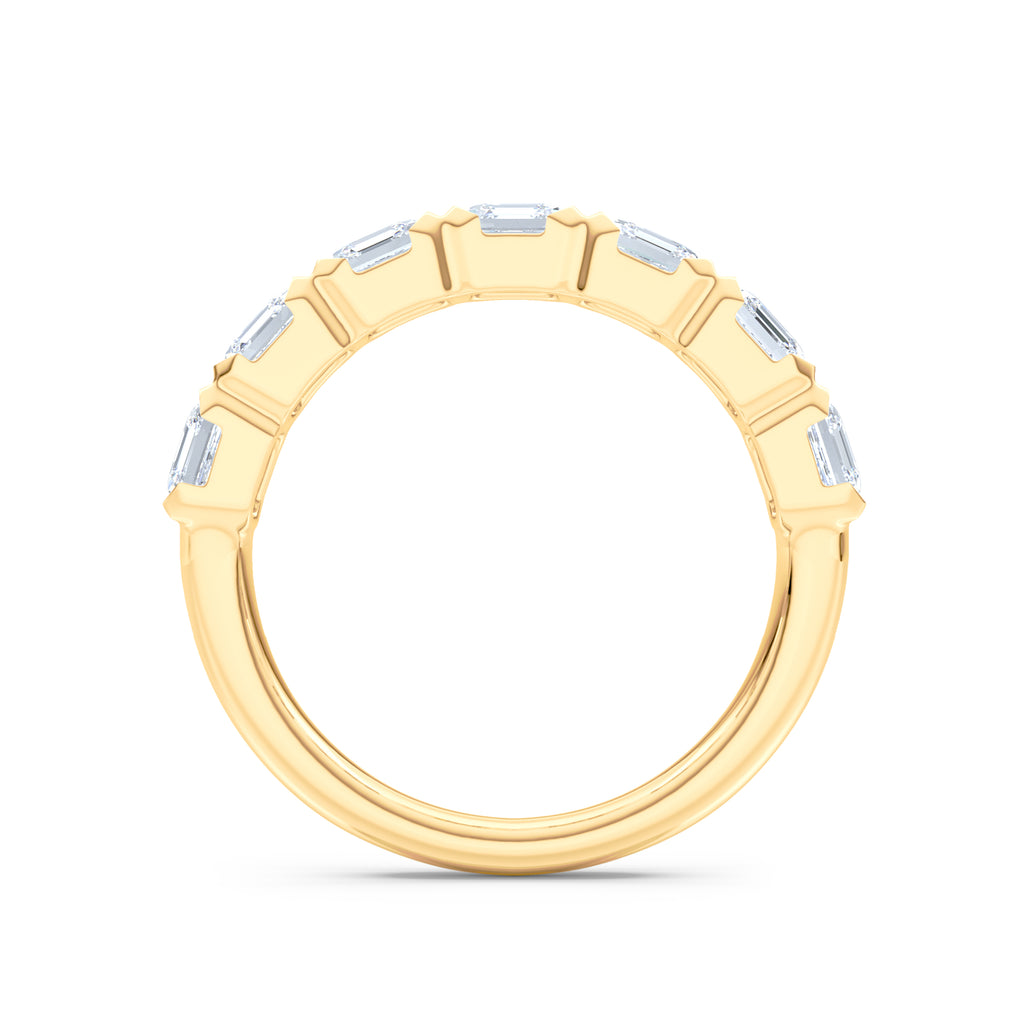 Sempre Bezel Asscher Cut 2.00ct Lab Diamond Half Eternity Ring in 18K Yellow Gold