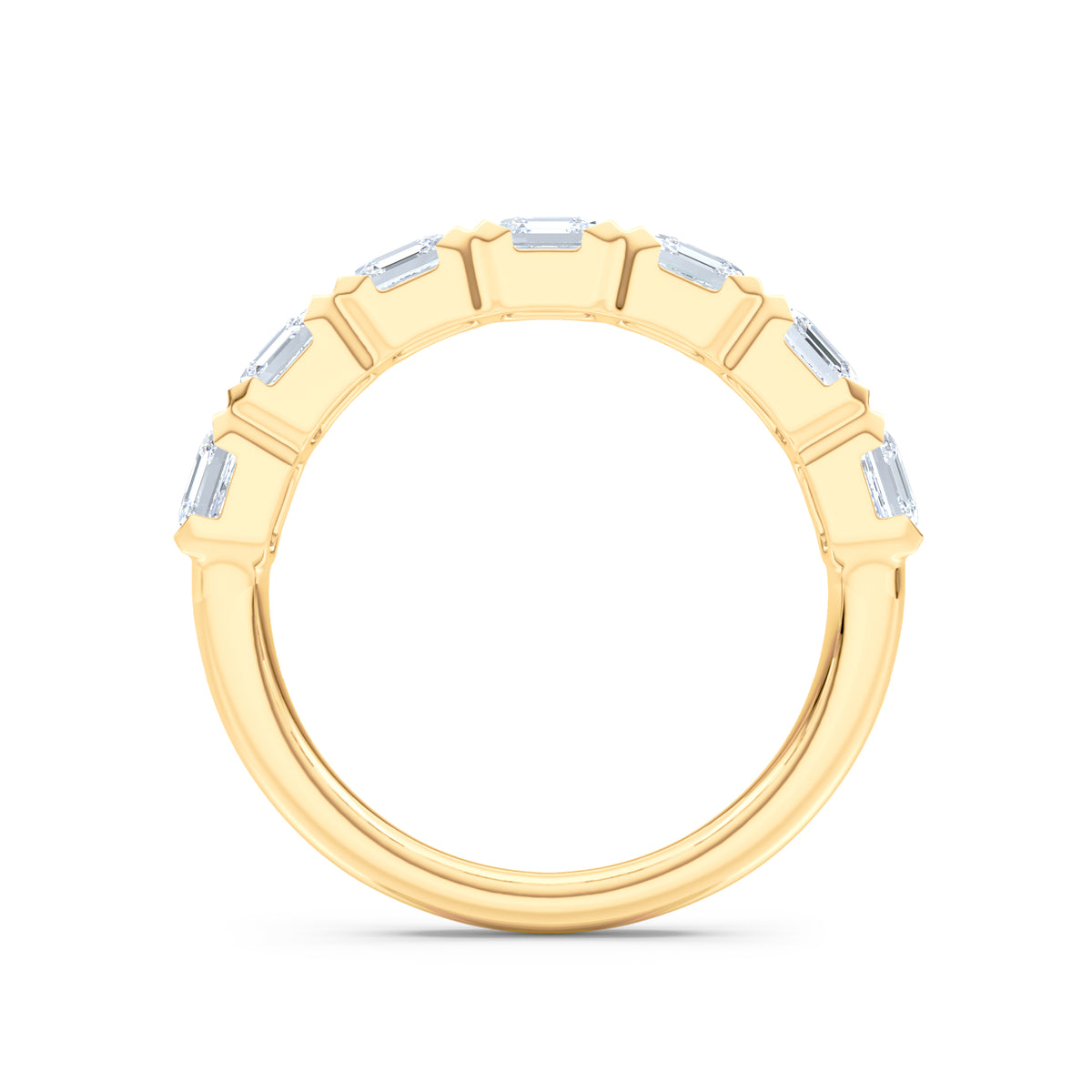 Sempre Bezel Asscher Cut 2.00ct Lab Diamond Half Eternity Ring in 18K Yellow Gold