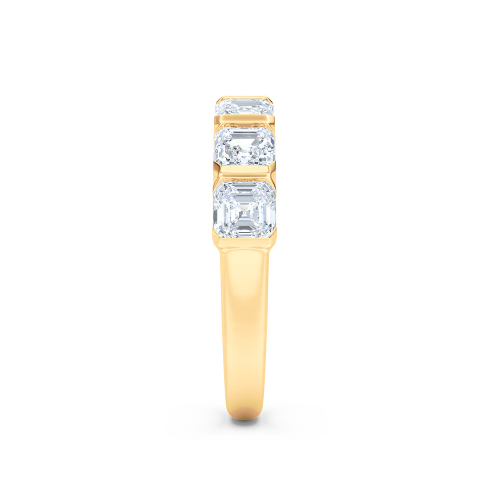 Sempre Bezel Asscher Cut 2.00ct Lab Diamond Half Eternity Ring in 18K Yellow Gold