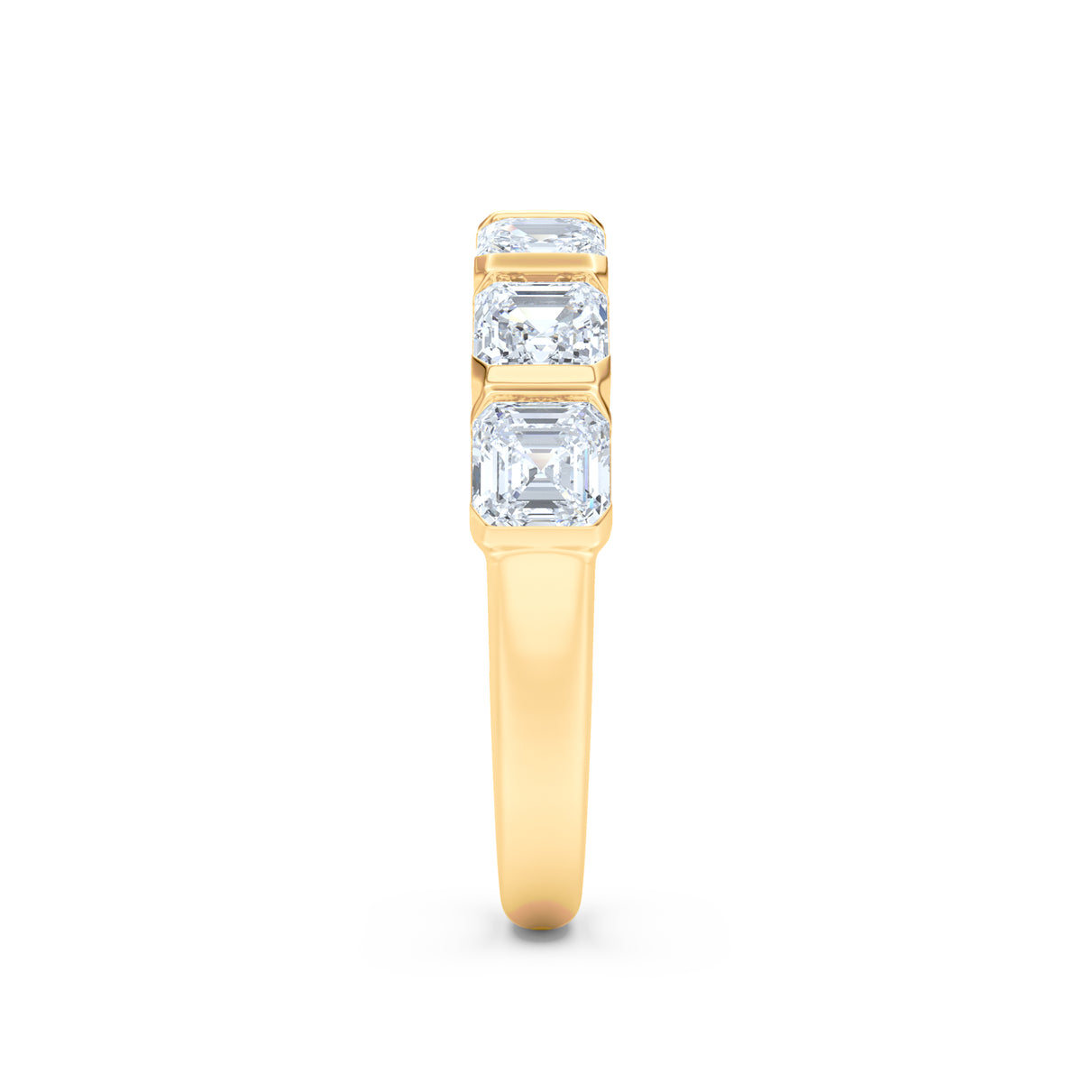 Sempre Bezel Asscher Cut 2.00ct Lab Diamond Half Eternity Ring in 18K Yellow Gold