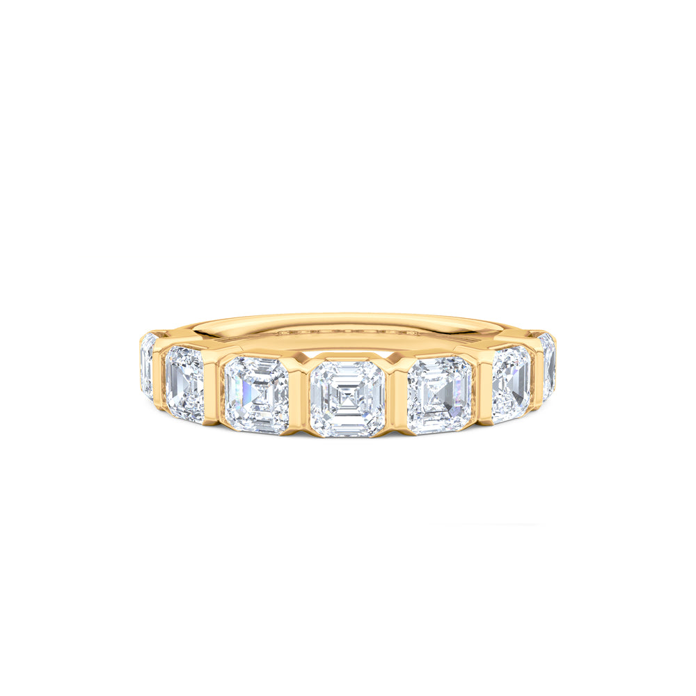 Sempre Bezel Asscher Cut 2.00ct Lab Diamond Half Eternity Ring in 18K Yellow Gold