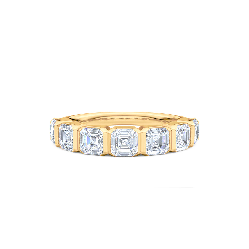 Sempre Bezel Asscher Cut 2.00ct Lab Diamond Half Eternity Ring in 18K Yellow Gold